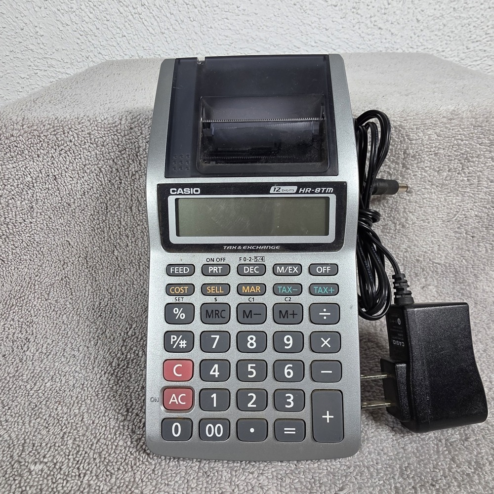 Casio Printing Calculator HR-8TM Tax & Exchange 12 Digit Large Display‎